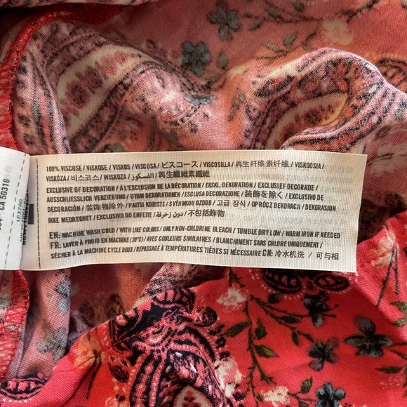 Abercrombie & Fitch Salmon Pink Black Paisley Long Sleeve Romper S Lace Up Y2K - Picture 9 of 12